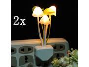 2 pcs Creative Novel Romantic LED Light Sensor Mushroom Light Nightlight Bed Lamp Home