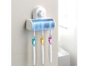 Toothbrush Set 5 Suction Plastic Holder Stand Grip Wall Rack Home Bathroom Tool