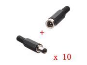 10PCS 2.1x5.5mm DC Power Male and Female Plug Jack Adapter Connector Inline Socket for CCTV Camera