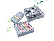3 pcs Foldable Bamboo Charcoal Storage Box Organizer For Underwear Bra Sock Ties Cosmetics Jewelry