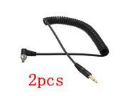 2pcs 3.5mm Plug to Male Flash PC Sync Cable Cord with Screw Lock for Trigger Receiver