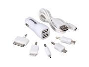 New Dual USB Car Charger & 5 Charging Head Connector & Cable for iPhone 5S Samsung S5 Nokia Phone iPad Tablets E-books