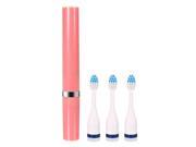 Portable Waterproof Ultrasonic Electric Toothbrush With 3 Brush Heads Pink