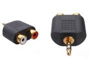 2X 3.5mm Gold Plated Stereo Audio Male Plug to 2 RCA Female Jack Y Splitter Adapter