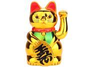 6 Chinese Lucky Wealth Waving Cat Beckoning Maneki Golden Powered by AA Battery
