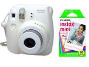Fuji Instax Mini 8 White Instant Fujifilm Camera + 10 Prints