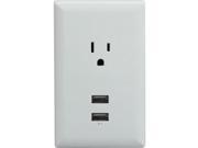 RCA WP2UWR USB Wall Plate with 2 USB Ports White