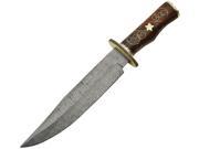 Damascus DM1133 Fixed Bowie Knife w/Rosewood Handle & Scroll