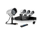 Zmodo 8CH Video DVR Security Camera System with 4 x 600TVL High Resolution Outdoor Surveillance Camera