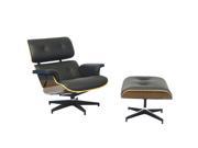 UPC 848387000103 product image for Eaze Lounge Chair in Black Leather and Dark Walnut Wood | upcitemdb.com