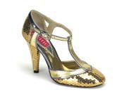 Gold Sequin Bulesque Retro Style T Strap High Heels Shoes