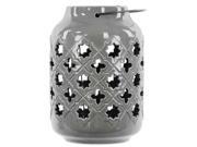 11 in. Lantern with Metal Handle in Gloss Gray