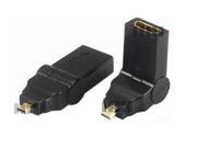 x10 Pcs Bulk Pack Micro HDMI Male to HDMI Female Adapter 180? Swivel Connector Converter Right Angle Turn Rotate Gold Plated for DC Camcorder Tablet Cell Smart