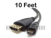 x10Pcs 3M 10Ft Micro HDMI Type D Male to HDMI Type A Male to Adapter Converter Cable for Android Tablet Smart Cell Phone Motorola XT800 HTC EVO 4G DC Camcorder