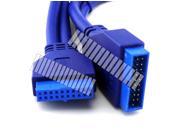 50cm 1.6Ft USB3.0 Motherboard 20 Pin Male to Female Cable Extension Adapter Connector Internal Cable Main Board PC DIY Installation Coarse Wire Gauge Round Blue