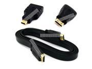 3in1 1.5M 5Ft Flat HDMI Male to Male Cable Mini HDMI Adapter Micro HDMI Adapter HDMI 1.4 3D Micro Mini HDMI Male to HDMI Female Converter Connector DC Cam