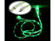 Green 3Ft 1M Illuminating Light Cable Micro USB Male to USB Male Data Sync Charge for Samsung Galaxy S5 GS5 Sv G900 S3 S4 Siv LTE Note 2 II 3 III 8.0 Tab 3 II