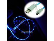 Blue 3 Feet Micro USB Male to USB Male Illuminating Cable Data Sync and Charge for Samsung Galaxy S3 S4 Siv i9500 i9505 LTE I337 L720 M919 I545 Note 2 II 3 III