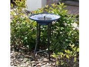 Smart Solar Mosaic Ceramic Solar Birdbath Fountain with Metal Stand