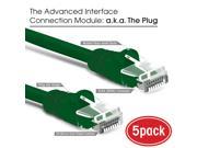 5 PACK 35 FT RJ45 CAT5E MOLDED ETHERNET NETWORK PATCH CABLE GREEN Lifetime Warranty