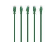 5 PACK 20 FT RJ45 CAT 6E 550MHZ MOLDED ETHERNET NETWORK PATCH CABLE GREEN Lifetime Warranty
