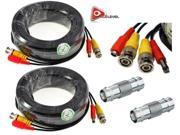 ACELEVEL 2 PACK PREMIUM 100Ft.THICK BNC EXTENSION CABLES DEFENDER SYSTEMS BLACK