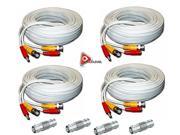 ACELEVEL 4 PACK PREMIUM 100Ft.THICK BNC EXTENSION CABLES FOR MACE SYSTEMS WHITE