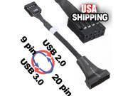 9 Pin USB 2.0 Motherboard Female to 20 Pin USB 3.0 Housing Male Cable adapter