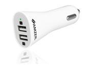 Amzer Dual USB Handy Car Charger Adapter with 2.1 Amp for iPad, Tablets & 1 Amp for iPod, iPhone, Smartphone (White)