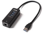 Plugable USB 3.0 3 Port Portable Hub w Gigabit Ethernet USB3 HUB3ME