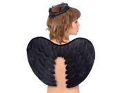 UPC 810091010136 product image for Living Fiction Velvet Feather Angel Wings & Halo Accessories in Black | upcitemdb.com