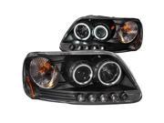 FRONT HEADLIGHT 97.5 03 1997 2002 1 PC PROJECTOR HALO L.E.D BLACK CLEAR AMBER