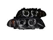 FRONT HEADLIGHT 3 SERIES E46 4DR 1998 2001 PROJECTOR H.L. BLACK HALO WITH