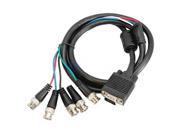 New 1.5M 5FT 15pin VGA HD15 Male to 5 BNC Male RGBHV Extension Video HDTV Cable