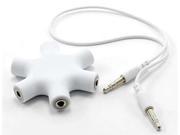 White New 6 Way 3.5mm Stereo Audio Headset Hub Splitter Up to 5 Headphones to iPod MP3...