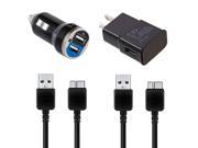 Wall Home Car Charger 2x Data Sync Cable For Samsung Galaxy S5 Note 3