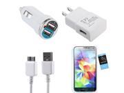 Wall Home Car Charger Data Sync Cable For Samsung Galaxy S5 Tempered Glass