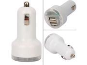 Dual USB 2 Port DC Car Charger 2.1A Adapter White for Samsung Galaxy S5 Note 4 3