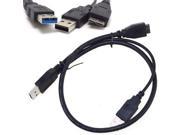 50CM USB 3.0 A Y USB 2.0 male to Micro B Power Data Cable For Mobile HDD SSD