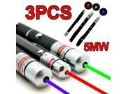 High Power 5MW 3x Green Blue Voilet Red Lazer Ray Powerful Laser Pointer Pen