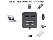 USB 3.1 Type C COMBO 2 Port USB Hub TF SD Memory Card Reader Adapter For Macbook