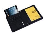 Compact Leather Padfolio with Bluetooth Keyboard, Fits iPad Mini and Small Paper, Black