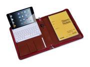 Compact Leather Padfolio with Bluetooth Keyboard, Fits iPad Mini and Small Paper, Red