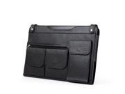 Professional Leather Organizer Sleeve Case for 11-inch MacBook and iPad Mini, Black