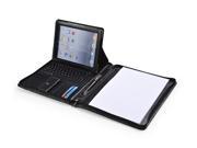 Black iPad Zippered Leather Padfolio With Bluetooth Keyboard and iPad holder