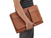 Zip-Close Brown Leather Clutch Organizer Case for 11-inch MacBook Air and iPad