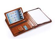 Executive Leather Portfolio with Handle and Stand for iPad Air and Letter A4 Paper, Brown