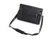 Black Leather Messenger Bag With Pockets for iPad and MacBook Air