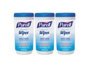 Gojo 912003EC Purell Hand Sanitizing Wipes Pack White Soft Durable Textured For Hand Face 40 Sheets Per Canister 3 Pack
