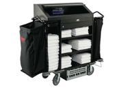 Rubbermaid RCP 9T64 BLA Deluxe High Security Housekeeping Cart Four Shelf 22w x 55d x 56h Black